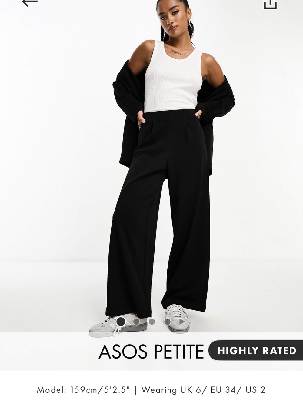 ASOS Petite Black Wide-Leg Trousers